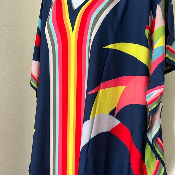 Boho V Neck Multicolor Maxi Kaftan Cover Up Dress - Picture 8 of 12